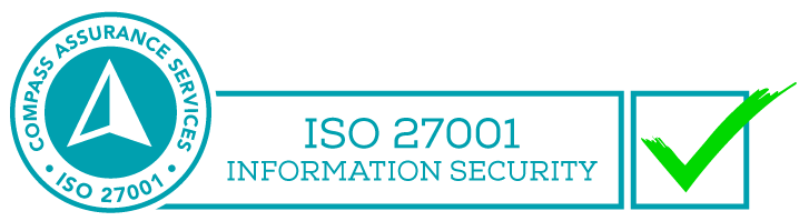 ISO 27001 certification badge.